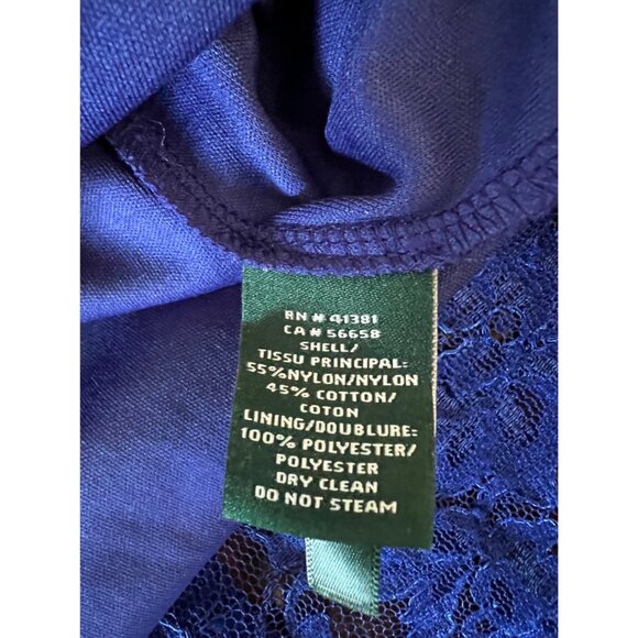 Lauren Ralph Lauren Evening Blue Lace Lined Mini Dress Date Fit Flair Open Back - Picture 13 of 13